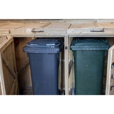 Redwood Pressure Treated Wheelie Bin Store - Sextet (4x 240L) and (2x 180L) - 5