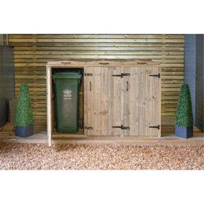 Redwood Pressure Treated Wheelie Bin Store - Triple (240L/140L/140L)