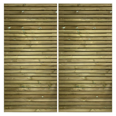 Redwood Slatted Gates Pair - 2.7m Wide x 0.9m High