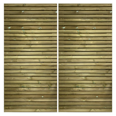 Redwood Slatted Gates Pair - 5.7m Wide x 1.2m High