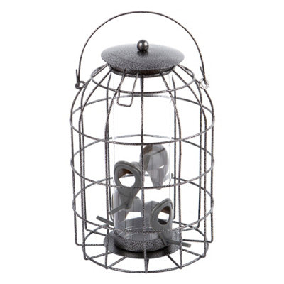 Redwood - Squirrel-Proof Metal Seed Bird Feeder - Grey