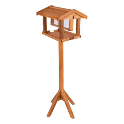 Redwood - Wooden Bird Table with Built-In Feeder - Brown