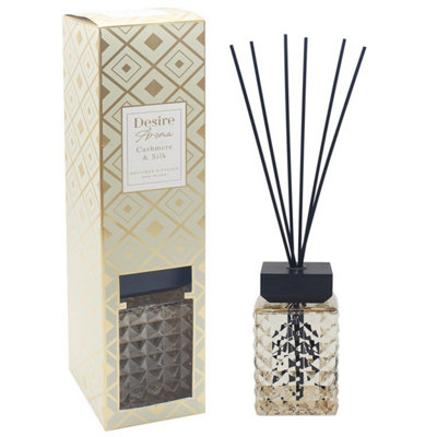 Reed Diffuser 1L Cashmere & Silk Luxury Crystal Glass Bottle Home Air ...