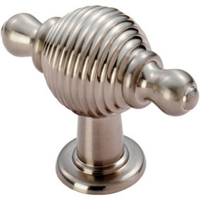 Reeded Beehive Style Cabinet Door Knob with Finials 26mm Dia Rose Satin Nickel