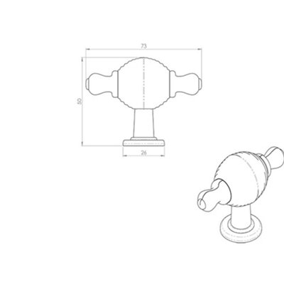 Reeded Beehive Style Cabinet Door Knob with Finials 26mm Dia Rose Satin Nickel