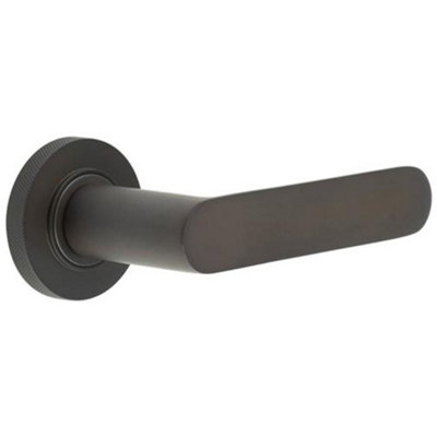 Reeded Rose Dark Bronze Door Handle for Elegant Interiors - Solid Brass Interior Handle