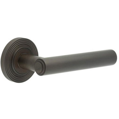 Reeded Rose Dark Bronze Door Handle - Solid Brass Luxury - Solid Brass Interior Handle