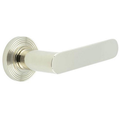 Reeded Rose Polished Nickel Door Handle for Stylish Interiors - Solid Brass Interior Handle
