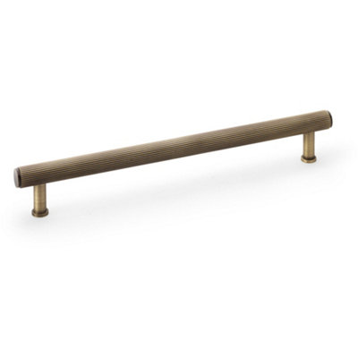 Reeded T Bar Pull Handle - Antique Brass 224mm Centres SOLID BRASS Drawer Lined