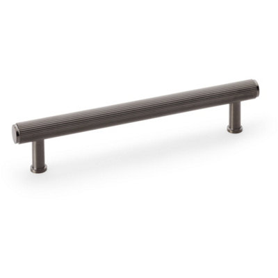 Reeded T Bar Pull Handle - Dark Bronze 160mm Centres SOLID BRASS Drawer Lined