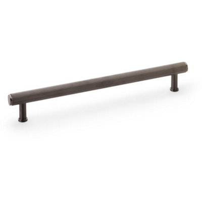 Reeded T Bar Pull Handle - Dark Bronze 224mm Centres SOLID BRASS Drawer Lined