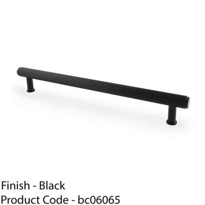 Reeded T Bar Pull Handle - Matt Black 224mm Centres SOLID BRASS Drawer Lined