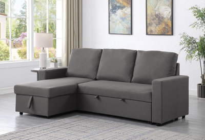 Reegan L Shaped Corner Sofa Bed with Hidden Storage and Reversible Chaise with Pocket Sprung Seats