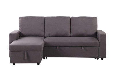 Reegan L Shaped Corner Sofa Bed with Hidden Storage and Reversible Chaise, with Pocket Sprung Seats - Taupe