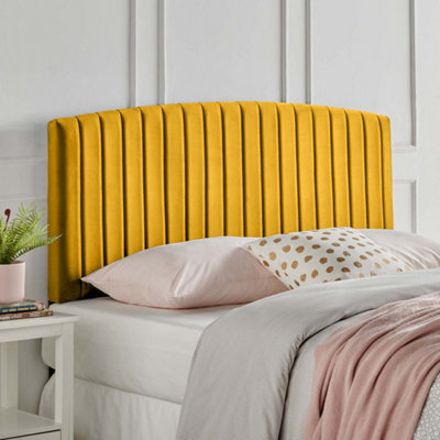 Mustard yellow shop velvet headboard