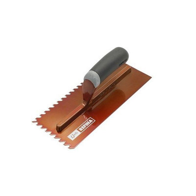 Soft Grip Notched Tiling Trowel - 280mm X 125mm Steel Tile Adhesive Spreader