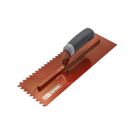 Refina NotchTile Copper Adhesive Spreading Notched Tiling Trowel Right Handed 14" (355mm) with 6mm Notches - 2023606R