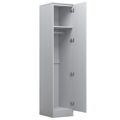 Reflect 1 Door High Gloss Wardrobe - White Modern Storage With Shelf & Hanging Rail, Soft-Close Door