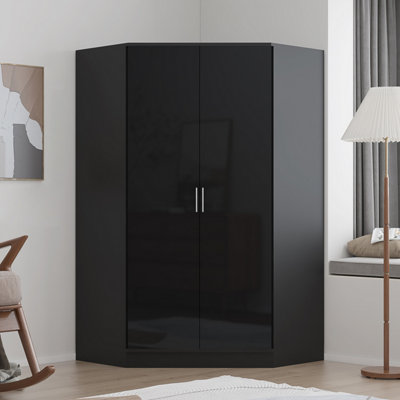 Black gloss corner wardrobe discount