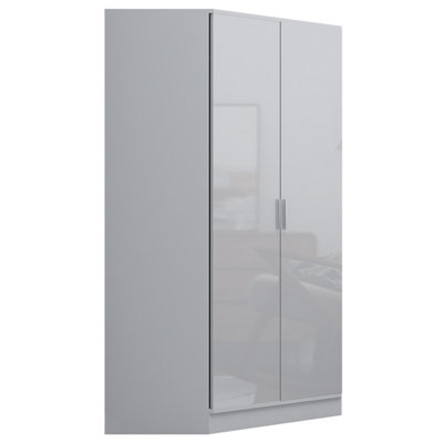 REFLECT 2 Door Corner Wardrobe in Gloss White Door Fronts and Matt White Carcass