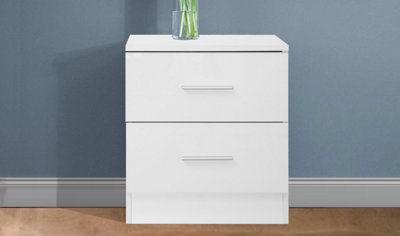 REFLECT 2 Drawer Bedside Cabinet in White Gloss Fronts and Matt White Carcass