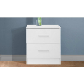 REFLECT 2 Drawer Bedside Cabinet in White Gloss Fronts and Matt White Carcass