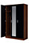 REFLECT 3 Door Mirrored Wardrobe in Gloss Black Door Fronts and  Walnut Carcass