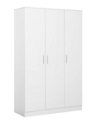 REFLECT 3 Door Plain Wardrobe in Gloss White Door Fronts and Matt White Carcass