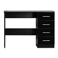 REFLECT 4 Drawer Dressing Table in Gloss Black Drawer Fronts and Black Oak Carcass