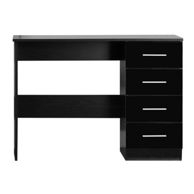 REFLECT 4 Drawer Dressing Table in Gloss Black Drawer Fronts and Black Oak Carcass