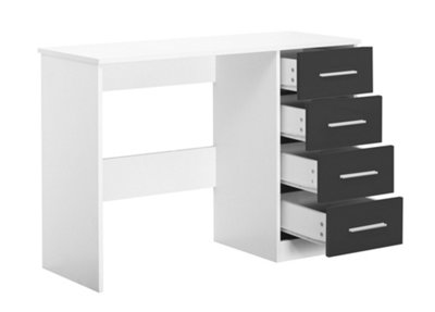 REFLECT 4 Drawer Dressing Table in Gloss Grey Drawer Fronts and Matt White Carcass