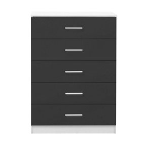 REFLECT 5 Drawer Chest of Drawers in Gloss Grey Drawer Fronts and Matt White Carcass