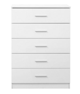 REFLECT 5 Drawer Chest of Drawers in Gloss White Drawer Fonts and Matt White Carcass