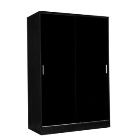 REFLECT XL 2 Door Sliding Wardrobe in Gloss Black Door Fronts and Black Oak Carcass