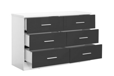 REFLECT XL 6 Drawer Chest of Drawers in Gloss Grey Fronts and Matt White Carcass
