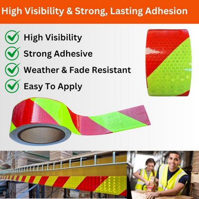 Reflective Safety Tape Red and Yellow 5cm x 10m Waterproof High ...