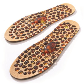 Reflexology TPR Pebble Massage Insoles - Shoe Inserts with Arch for Improving Posture & Blood Flow - 1 Pair, Size Medium (8-12)
