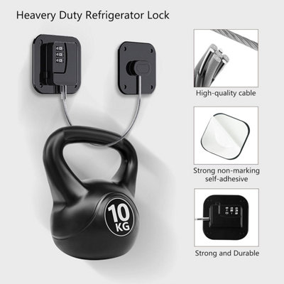 Refrigerator Lock With Combination Padlock - Child Proof Security Lock Black