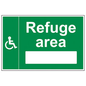 Refuge Area Fire Assembly Point Sign - Rigid Plastic - 600x400mm (x3)