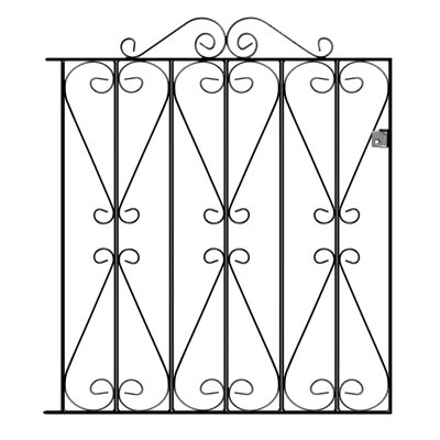 REGA Metal Scroll Low Flat Garden Gate 838mm GAP x 914mm High RSZP2