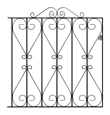 REGA Metal Scroll Low Flat Garden Gate 914mm GAP x 914mm High RSZP3