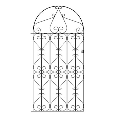 REGA Metal Scroll Tall Bow Top Garden Gate 1067mm GAP x 1905mm High RBZP44