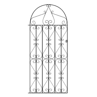 REGA Metal Scroll Tall Bow Top Garden Gate 914mm GAP x 1830mm High RBZP42