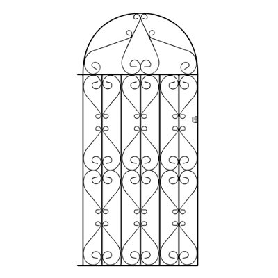 REGA Metal Scroll Tall Bow Top Garden Gate 991mm GAP x 1867mm High RBZP43