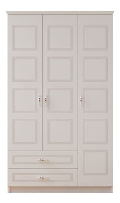 REGAL 3 Door 2 Drawer White Wardrobe