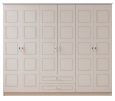 REGAL 6 Door 2 Drawer White Wardrobe