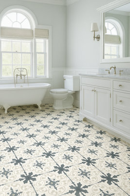 Regal Tile Effect Vinyl Flooring DIY Elegant Vinyl Flooring Roll Non-Slip Easy Clean Waterproof Lino Vinyl Floor
