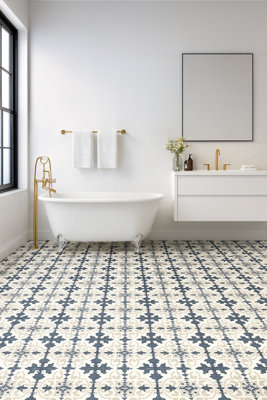 Regal Tile Effect Vinyl Flooring DIY Elegant Vinyl Flooring Roll Non-Slip Easy Clean Waterproof Lino Vinyl Floor