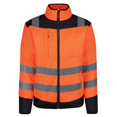 Regatta Professional Hi-Vis Waterproof Thermal Coat Jacket Orange/Navy Blue - XXL