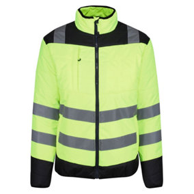Regatta Professional Hi-Vis Waterproof Thermal Coat Jacket Yellow/Navy Blue - XXL